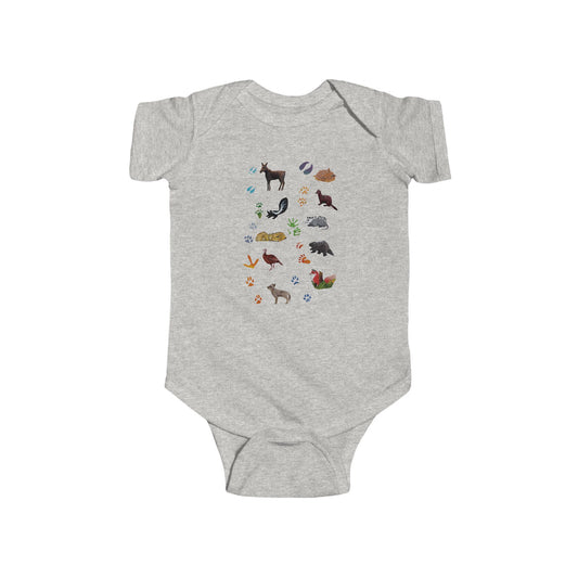 Animal Tracks in the Northeast Illustration on Infant Bodysuit | Nature Bodysuit