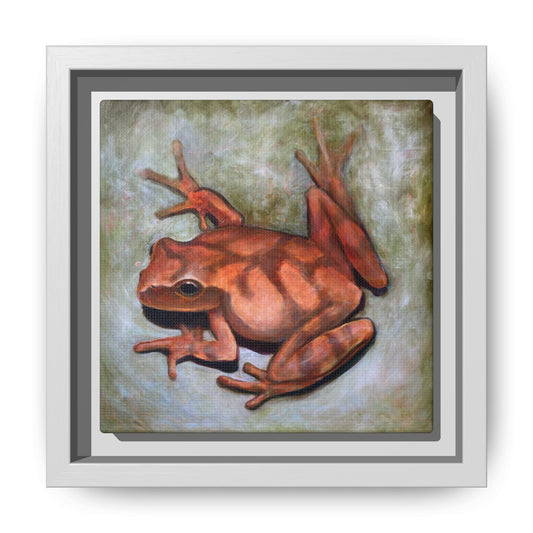 Framed Matte Canvas Print: Frog Art Print