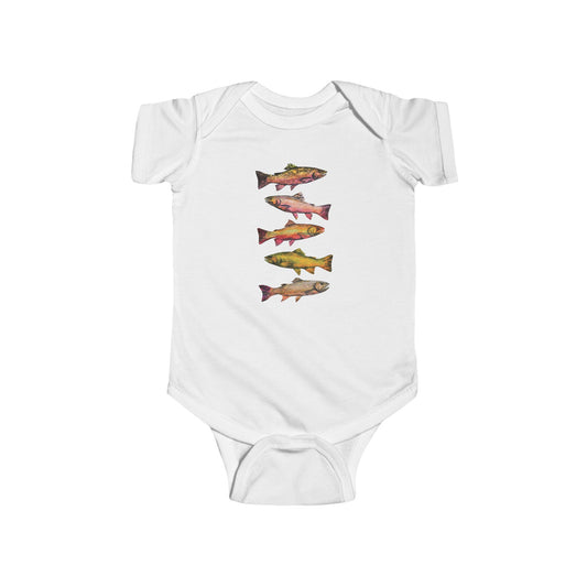 Colorful Brook Trout Illustration on Infant Bodysuit | Fishing Bodysuit