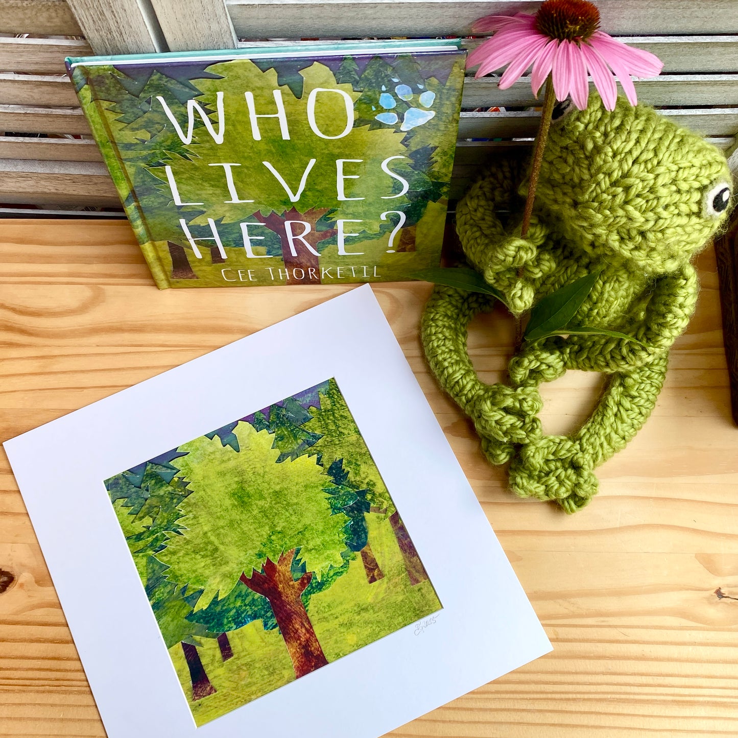 Goodnight, Forest: Giclee Print of Original Handmade Art, woodland nursery, framing options, made in USA