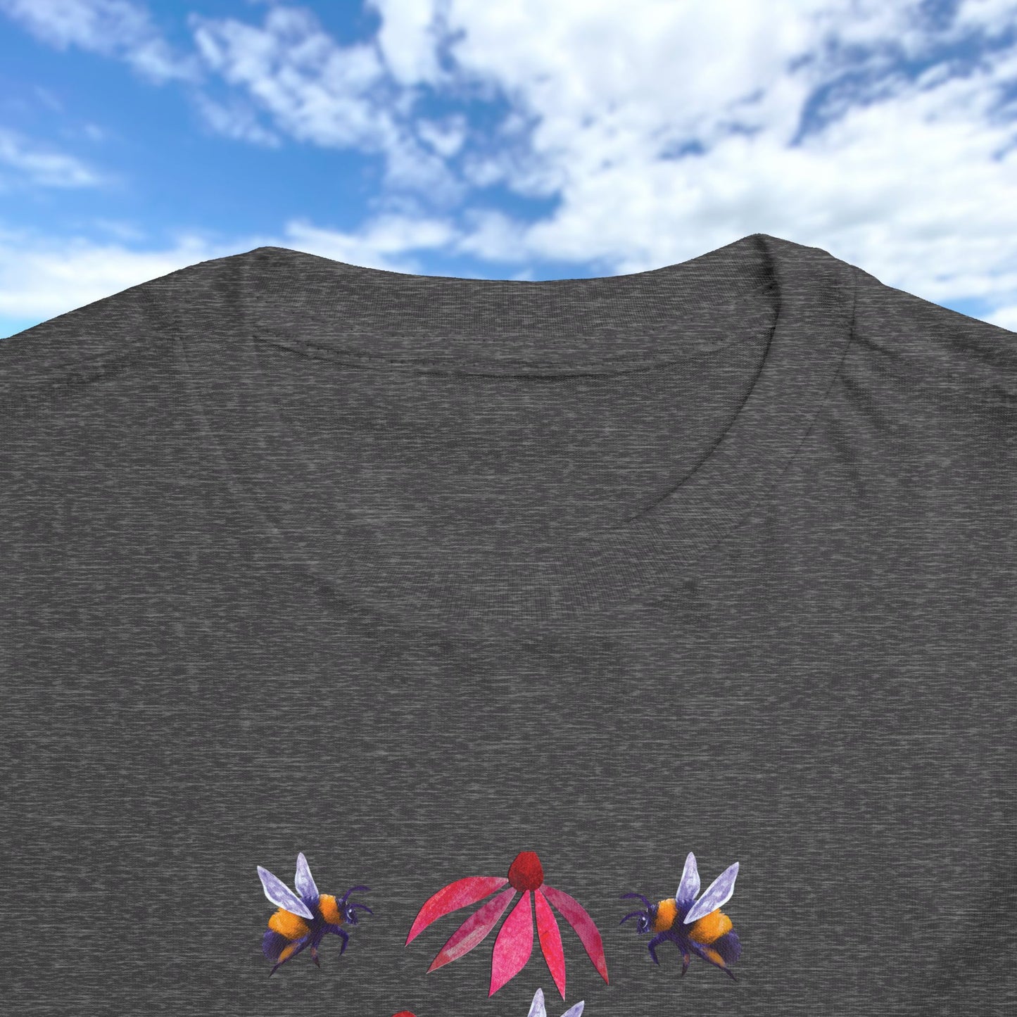 Toddler Tee — Bumblebees & Pink Coneflowers Hand Made Design