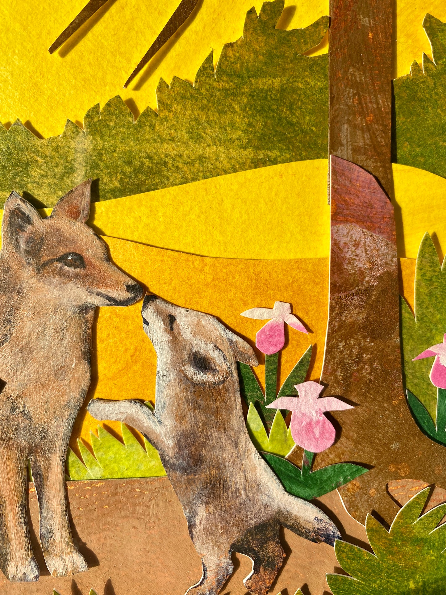 Woodland Coyote Giclee Print: Woodland Nursery Art, Hand Made Design, Oak Frame Option