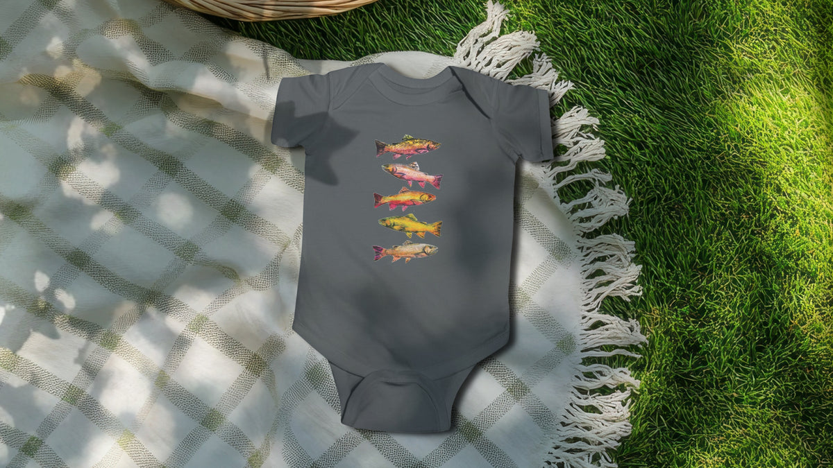 Colorful Brook Trout Illustration on Infant Bodysuit | Fishing Bodysuit