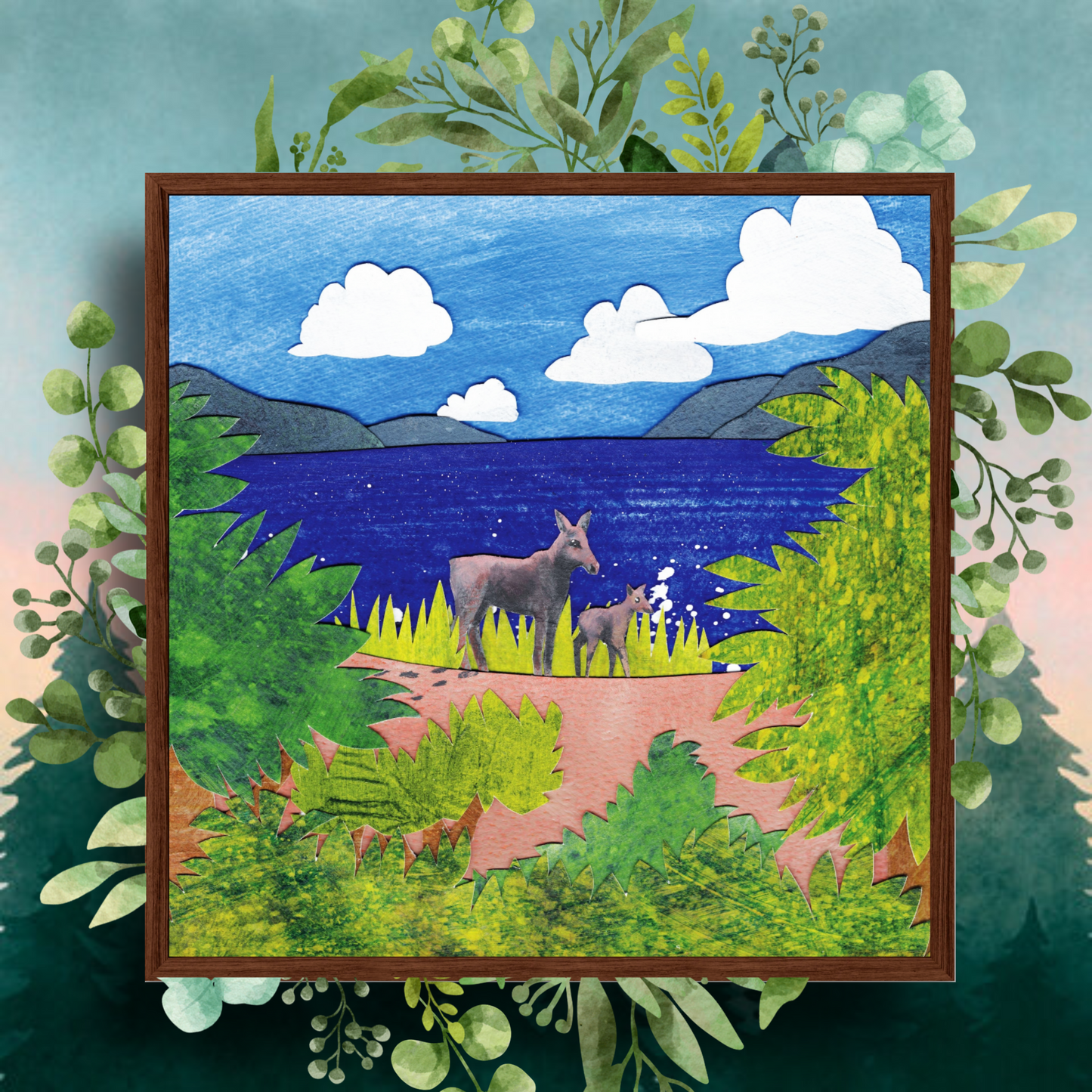 Moose Nursery Print - Woodland Animal Art, Framed