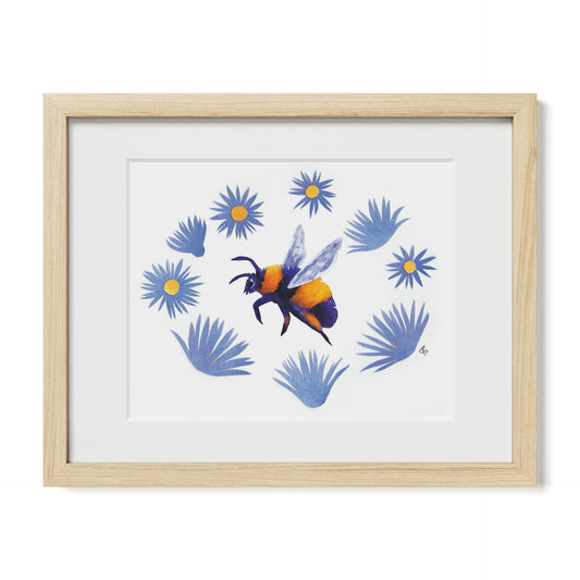 Bumblebee and Aster Ring: Museum Quality Giclee Print with Framing Options