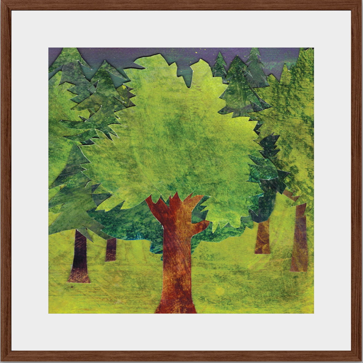Goodnight, Forest: Giclee Print of Original Handmade Art, woodland nursery, framing options, made in USA