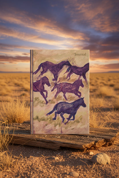 Equine Sunlit Fields Hardcover Journal — Horse Art Notebook for Riders & Nature Lovers
