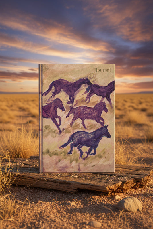 Equine Sunlit Fields Hardcover Journal — Horse Art Notebook for Riders & Nature Lovers