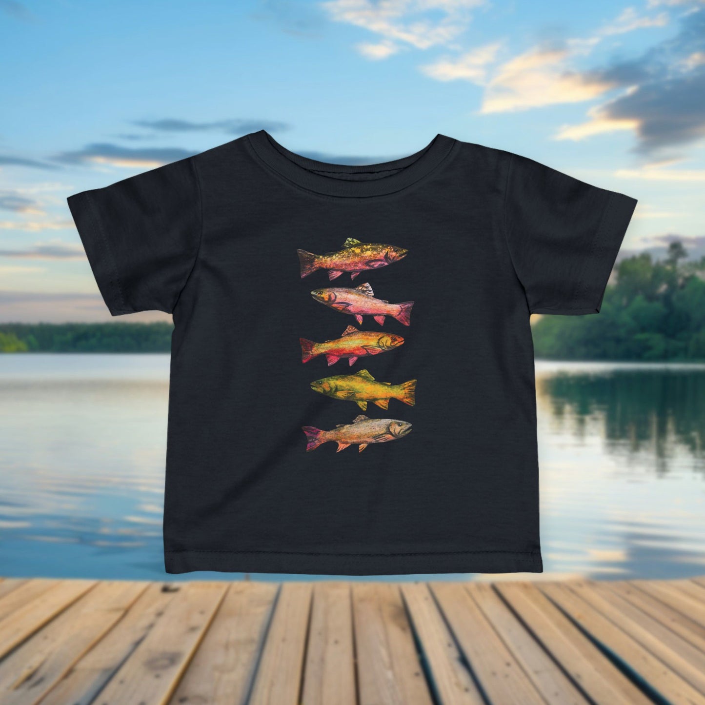 Personalized Infant Tee — Fishing Theme Baby Shirt, Artist Made Design