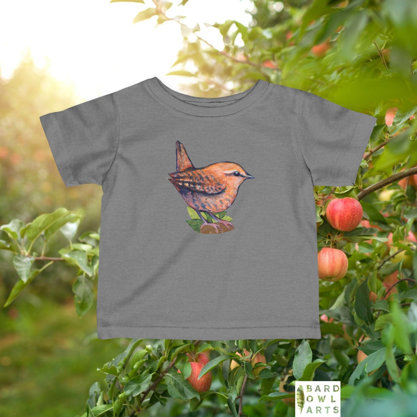 Woodland Wren Illustration Infant Tee | Woodland Bird Baby Shirt