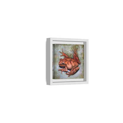 Framed Matte Canvas Print: Frog Art Print