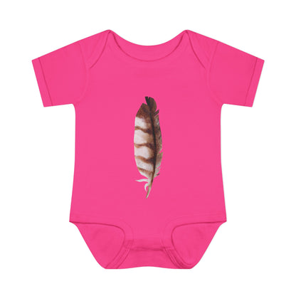 Owl Feather Infant Bodysuit — Cotton Onesie in Summer Colors
