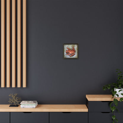 Framed Matte Canvas Print: Frog Art Print