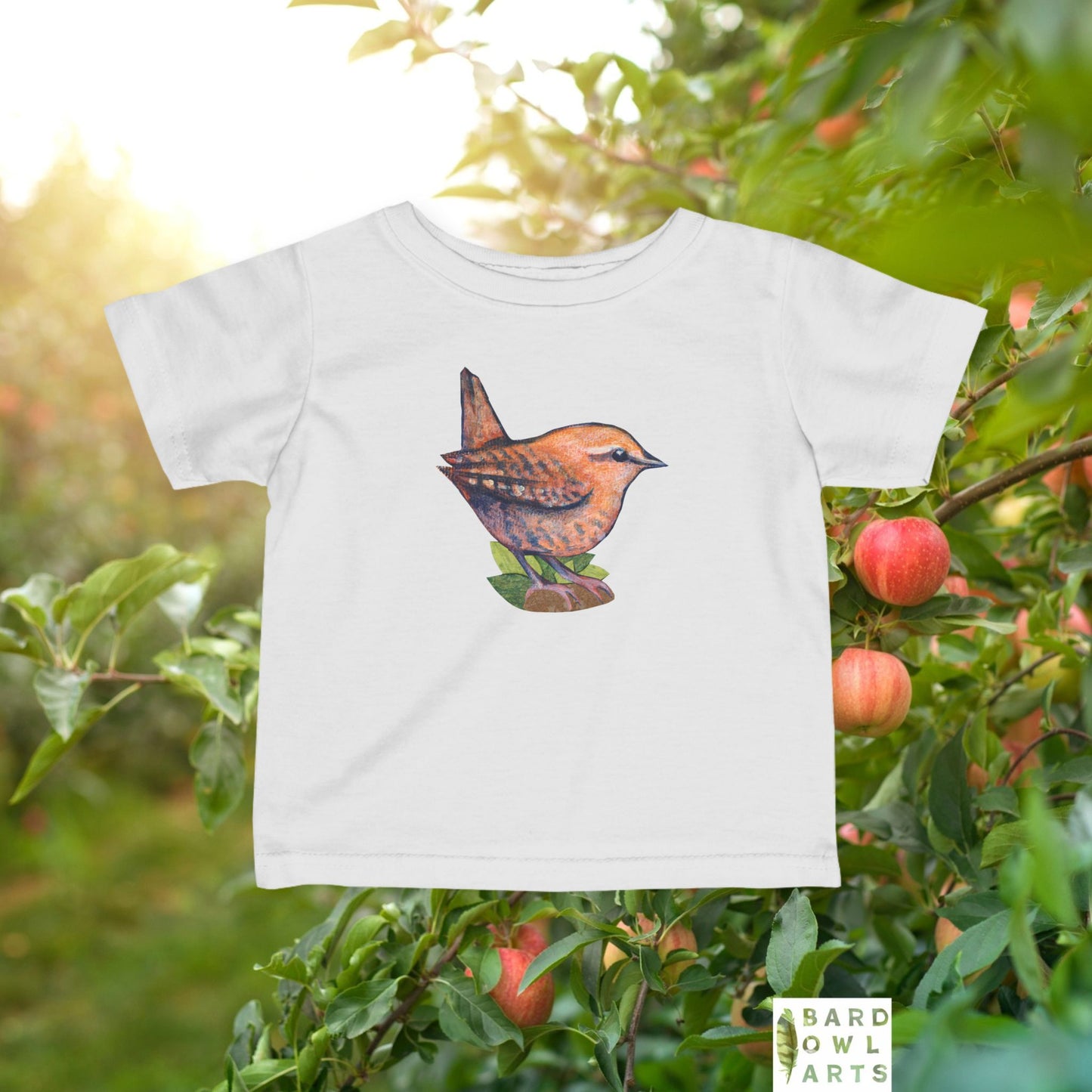 Woodland Wren Illustration Infant Tee | Woodland Bird Baby Shirt