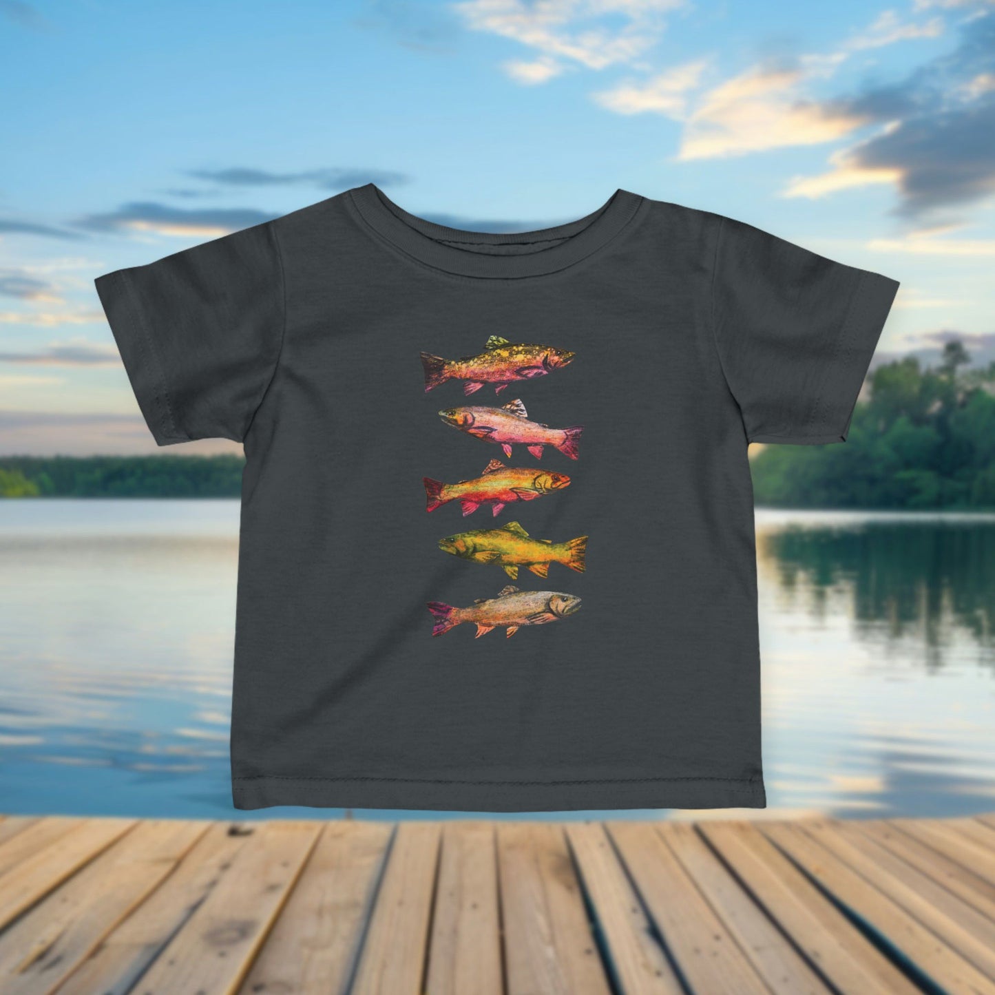 Personalized Infant Tee — Fishing Theme Baby Shirt, Artist Made Design