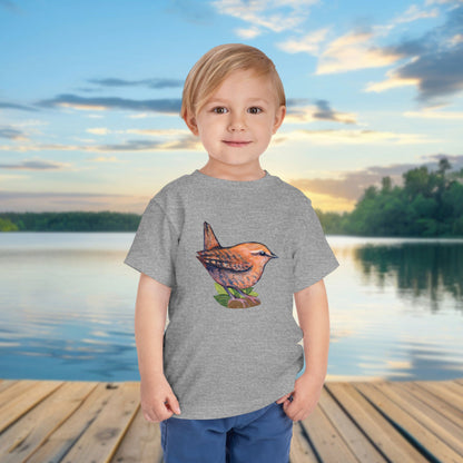 Wren Toddler Tee — Kids Birdwatcher T-Shirt | Local Wildlife Art