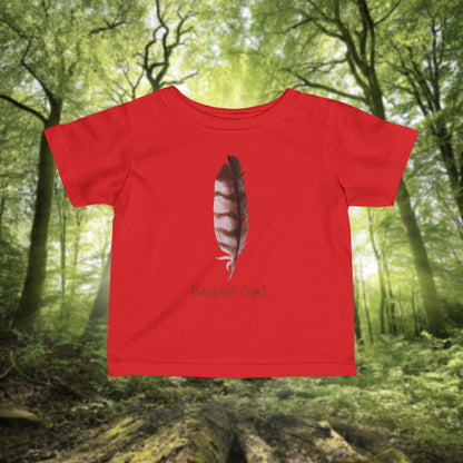 Barred Owl Feather Illustration Infant Tee | Minimalist Nature Inspired Baby Shirt