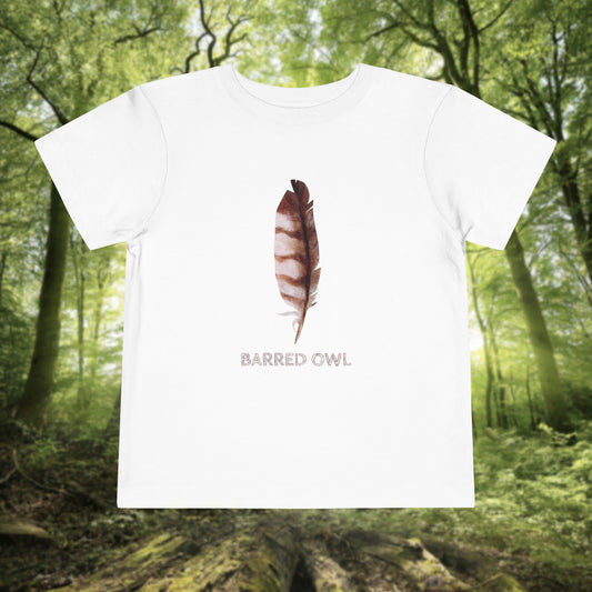 Toddler Tee with Owl Feather Design, Personalizable Text, Unisex Cotton Woodland T-Shirt