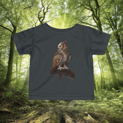 Infant Tee — Rustic Owl Illustration Baby Shirt