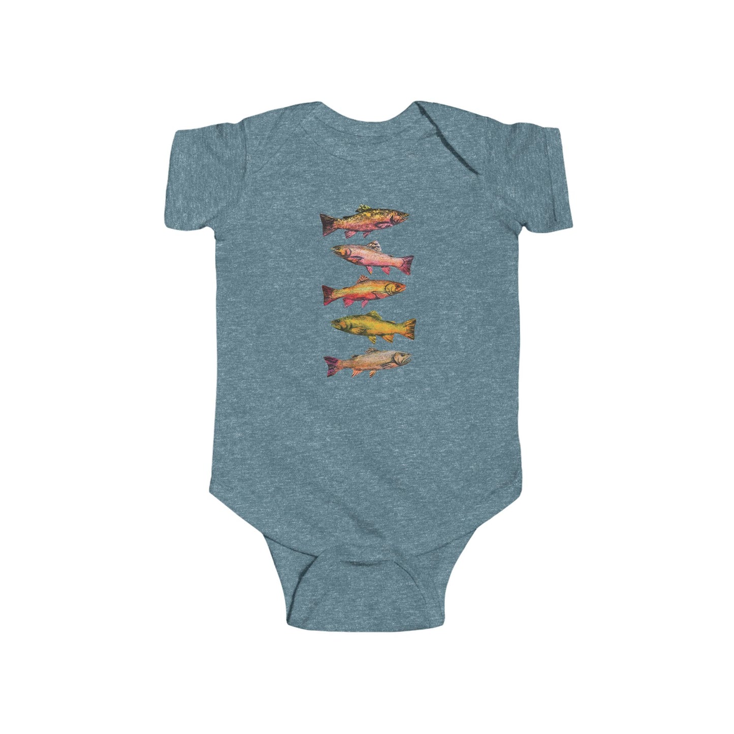 Colorful Brook Trout Illustration on Infant Bodysuit | Fishing Onesie