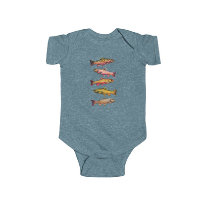 Colorful Brook Trout Illustration on Infant Bodysuit | Fishing Onesie