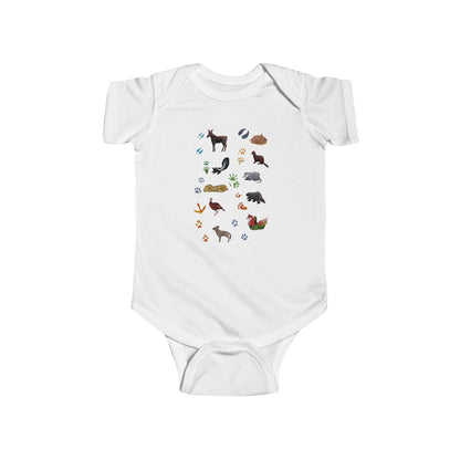 Animal Tracks in the Northeast Illustration on Infant Bodysuit | Nature Onesie