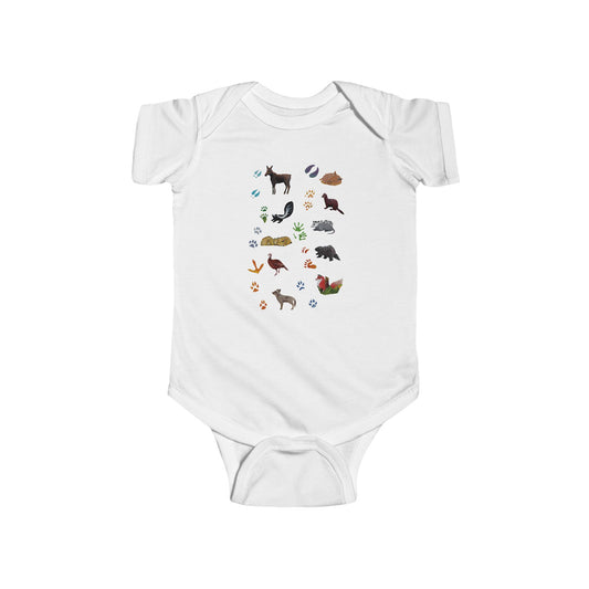 Animal Tracks in the Northeast Illustration on Infant Bodysuit | Nature Onesie