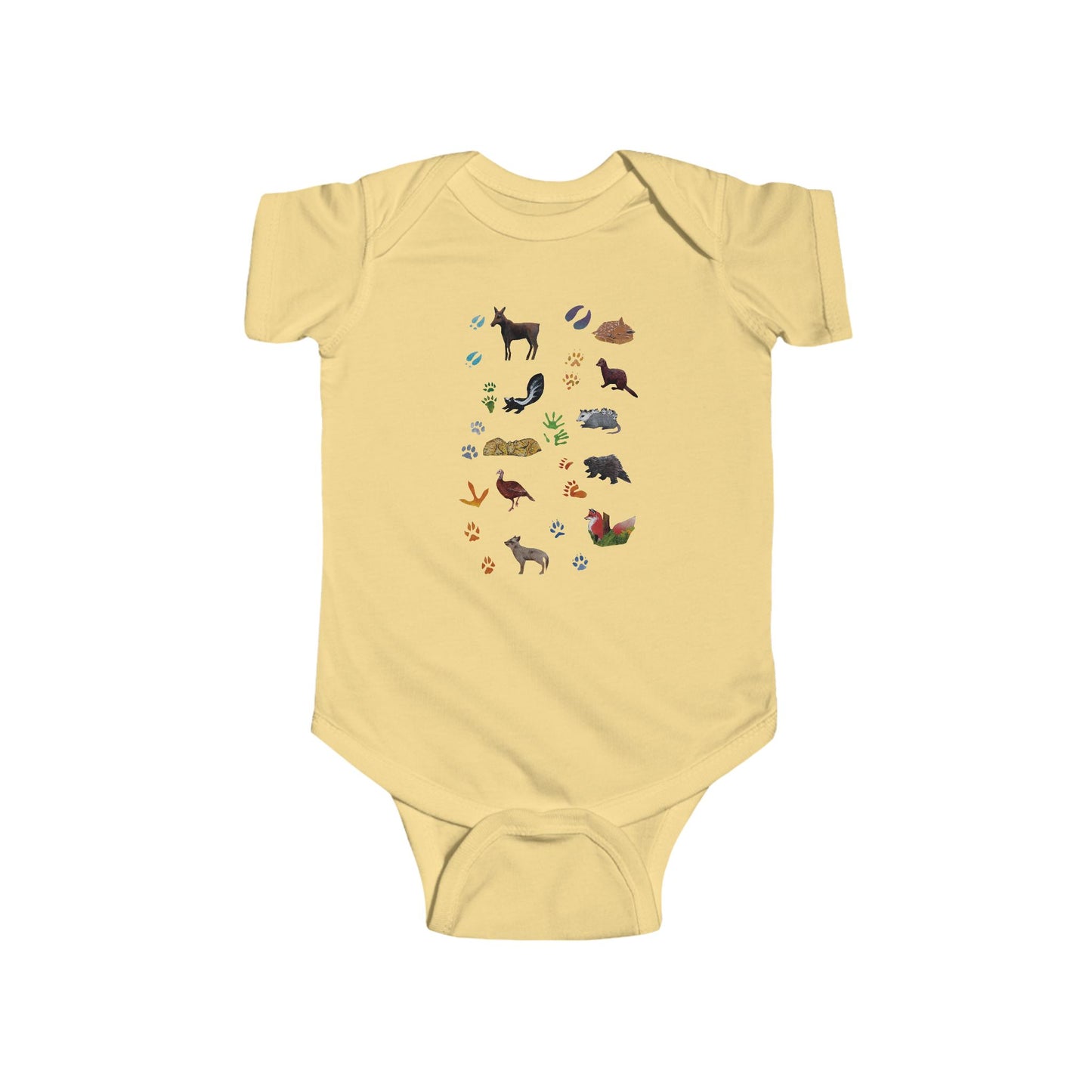 Animal Tracks in the Northeast Illustration on Infant Bodysuit | Nature Onesie