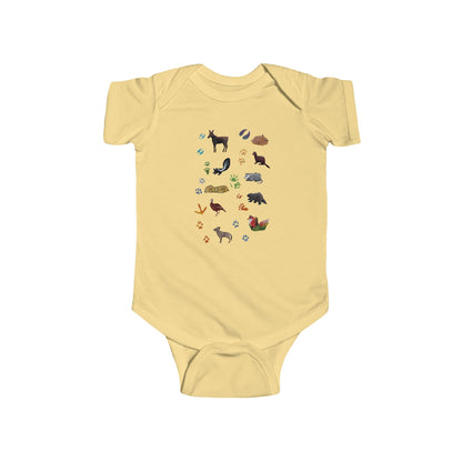 Animal Tracks in the Northeast Illustration on Infant Bodysuit | Nature Onesie