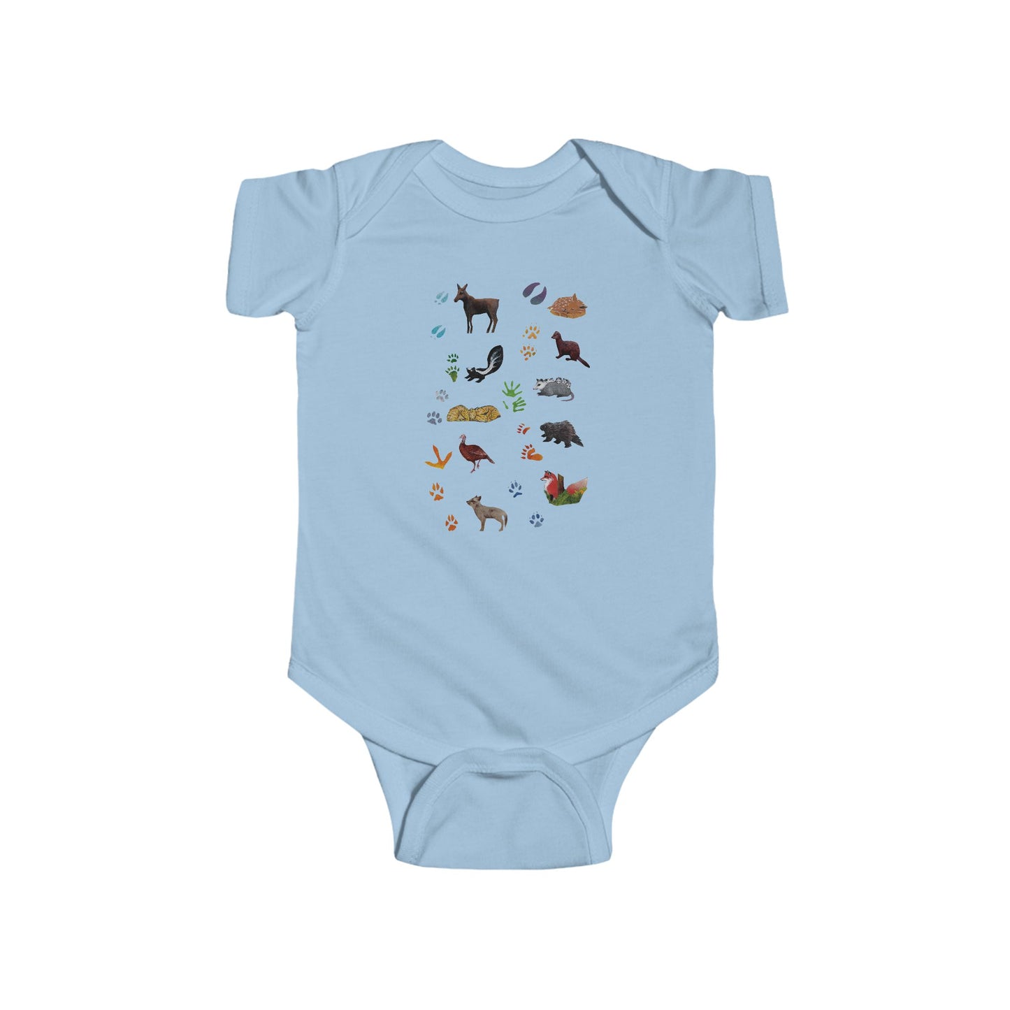 Animal Tracks in the Northeast Illustration on Infant Bodysuit | Nature Onesie