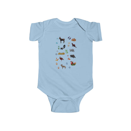 Animal Tracks in the Northeast Illustration on Infant Bodysuit | Nature Onesie