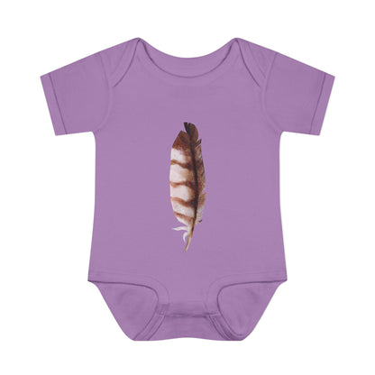 Owl Feather Infant Bodysuit — Cotton Onesie in Summer Colors