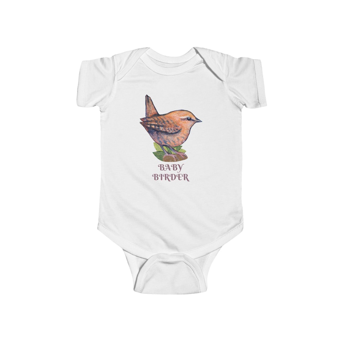 Hand Illustrated Wren Infant Bodysuit – Customize Text or keep 'Baby Birder'