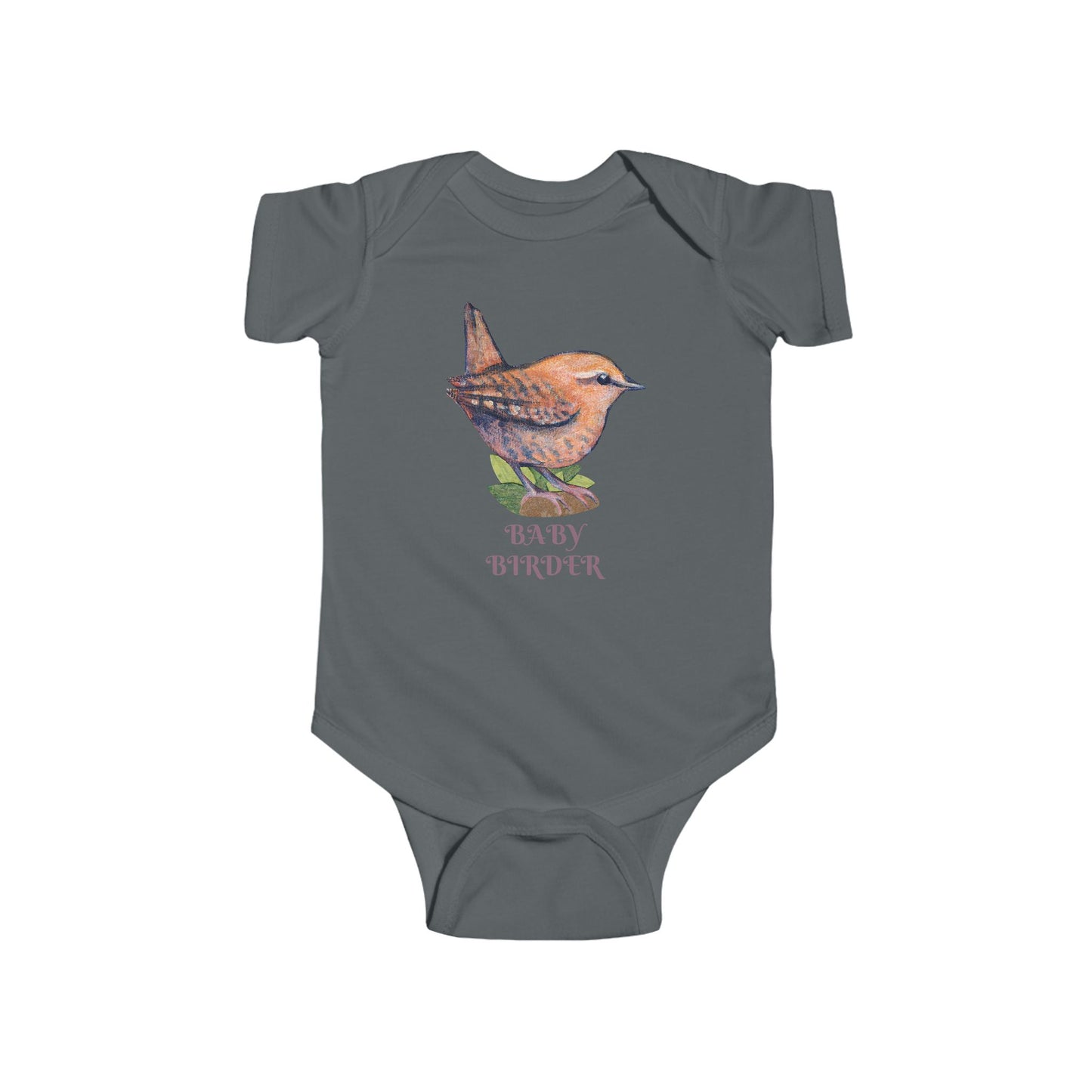 Hand Illustrated Wren Infant Bodysuit – Customize Text or keep 'Baby Birder'