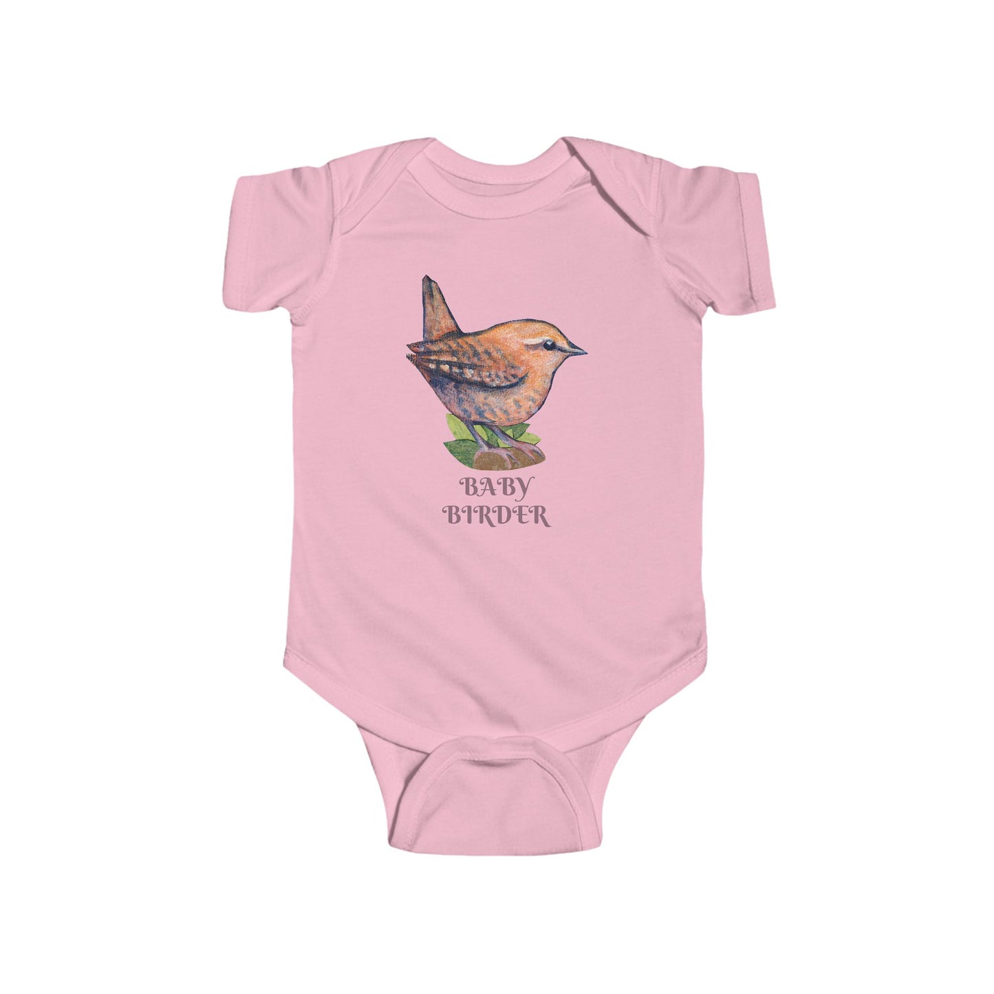Hand Illustrated Wren Infant Bodysuit – Customize Text or keep 'Baby Birder'