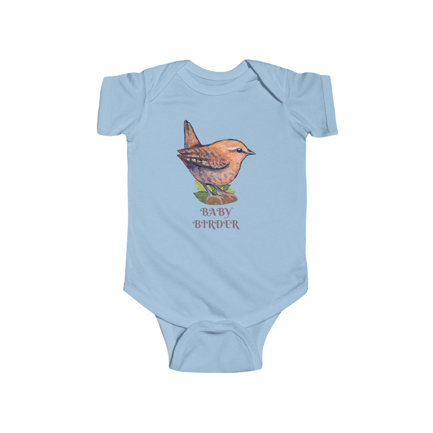 Hand Illustrated Wren Infant Bodysuit – Customize Text or keep 'Baby Birder'