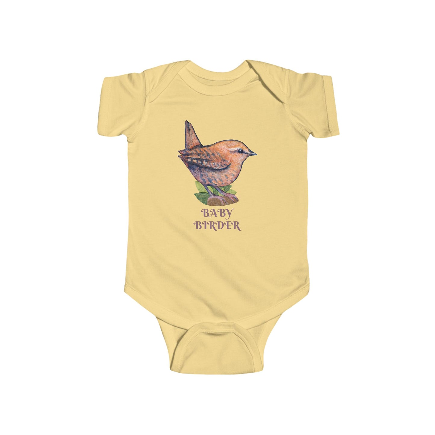 Hand Illustrated Wren Infant Bodysuit – Customize Text or keep 'Baby Birder'