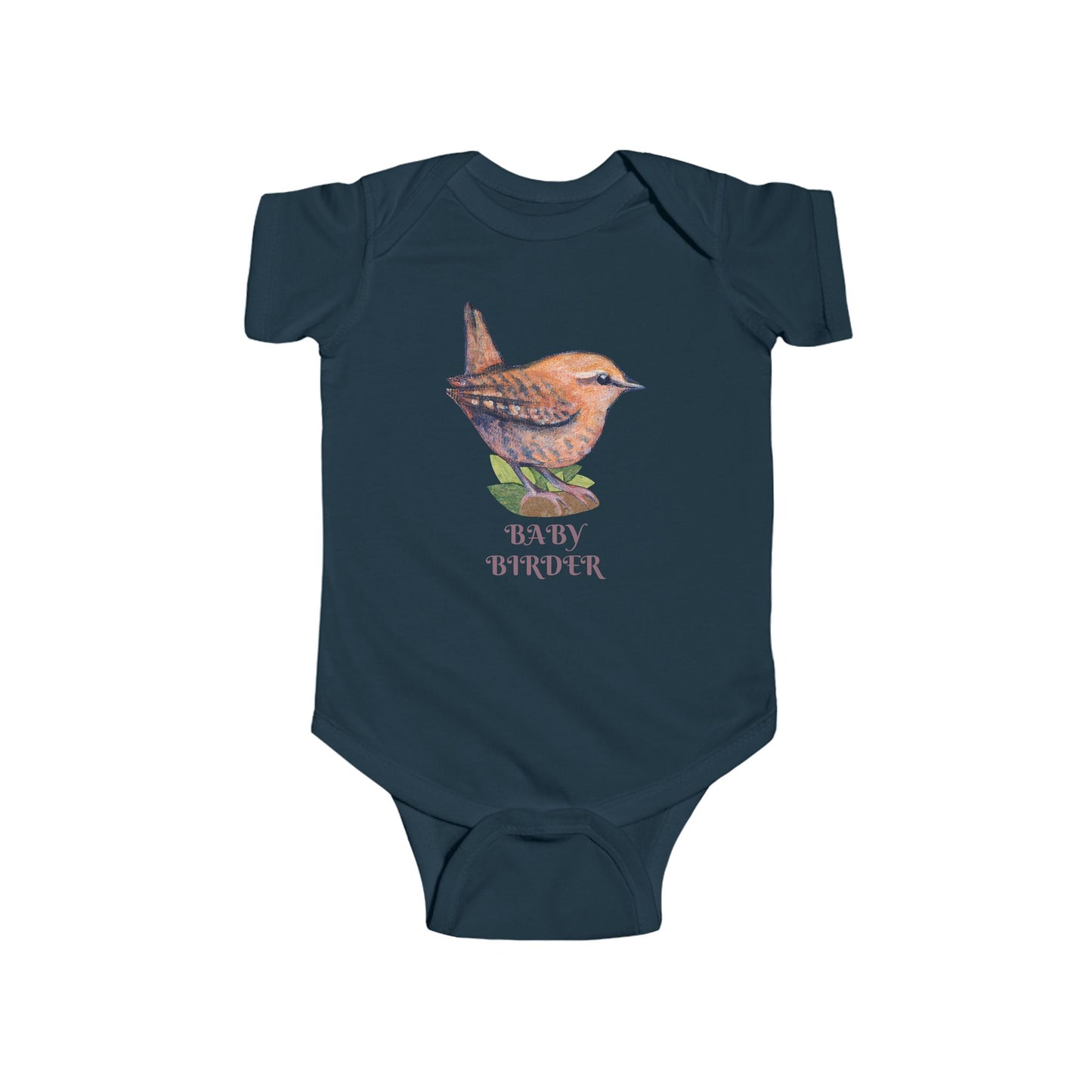 Hand Illustrated Wren Infant Bodysuit – Customize Text or keep 'Baby Birder'