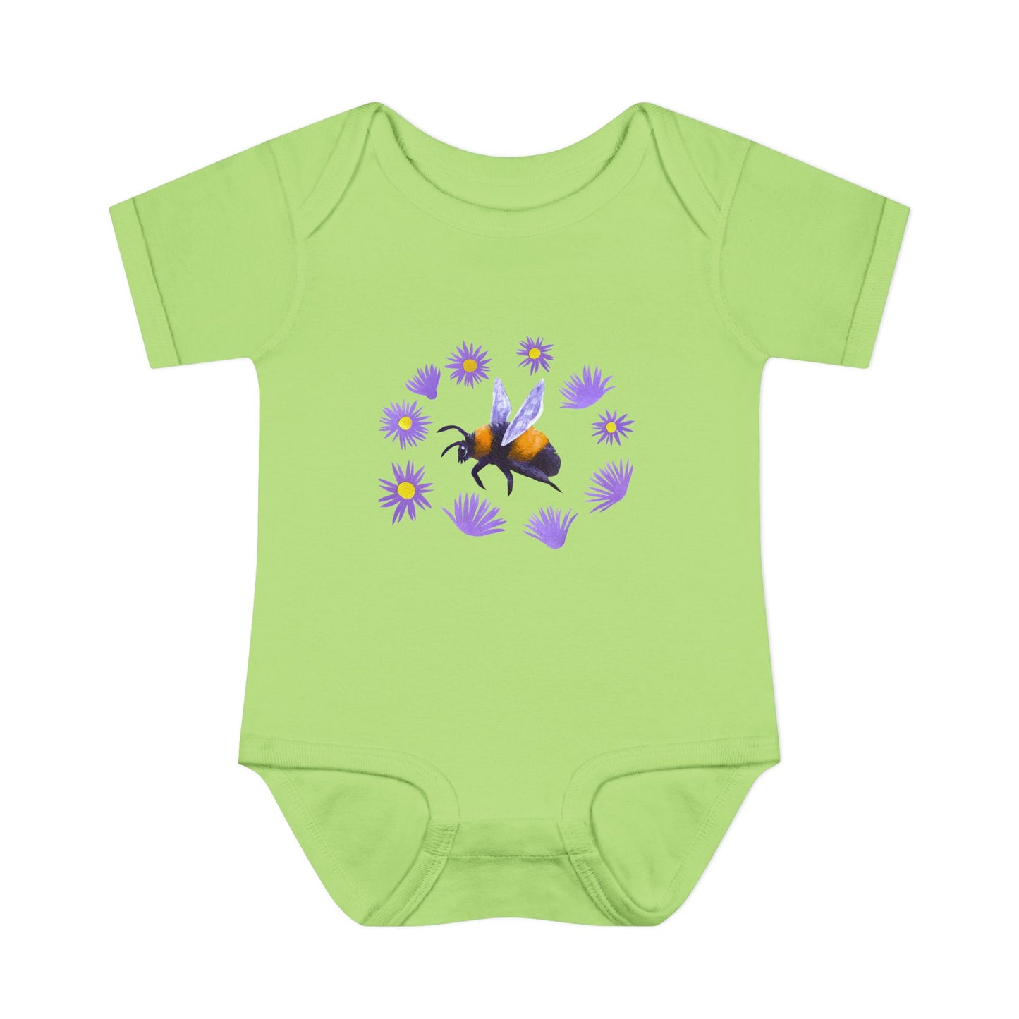 Bumblebee with Purple Aster Infant Bodysuit | Baby Onesie Cotton