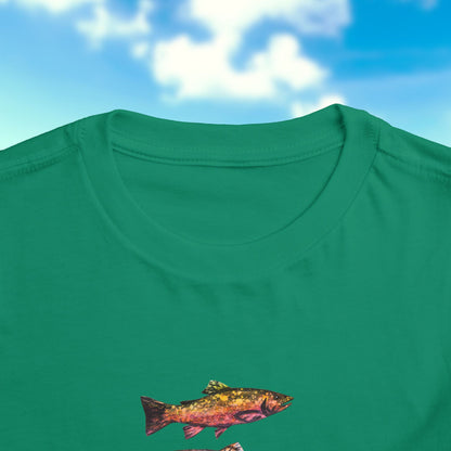 Colorful Trout Toddler Short Sleeve Tee | Fishing Theme Cotton Shirt