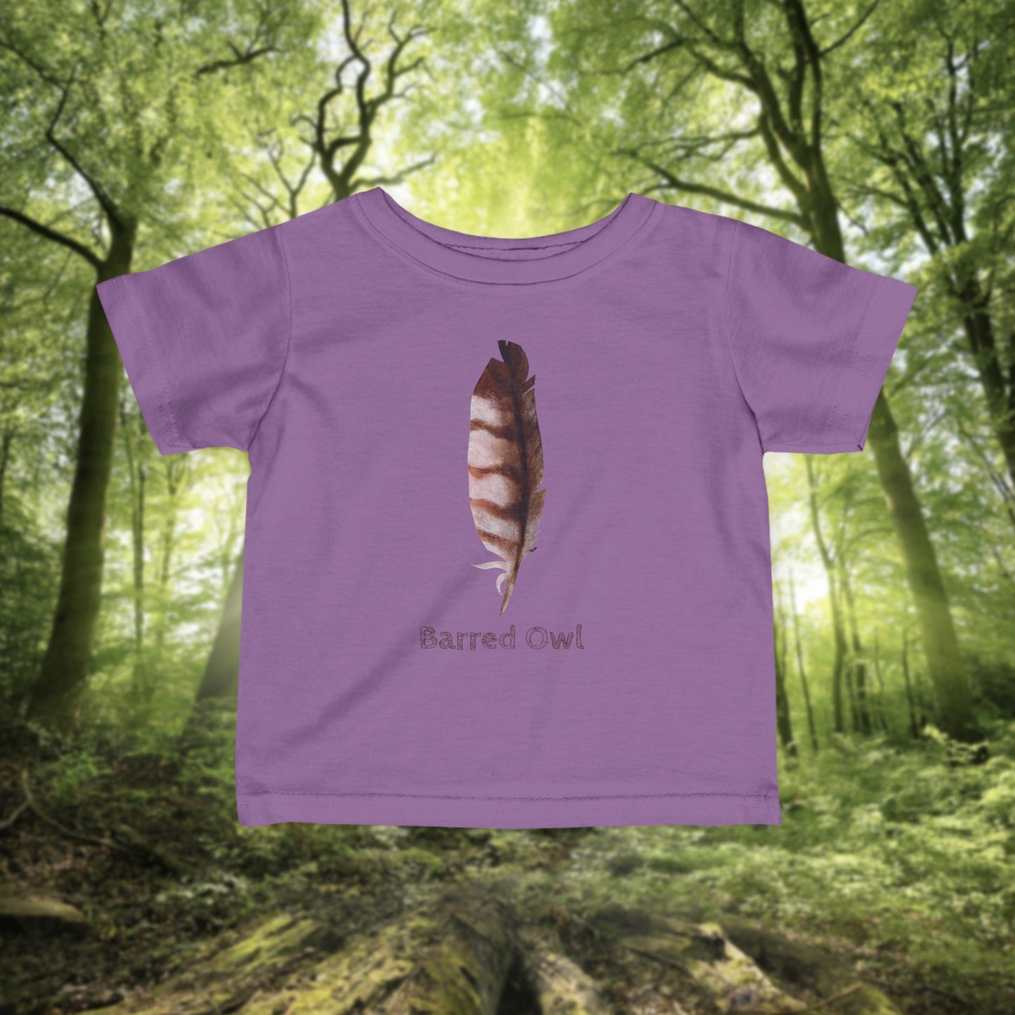 Barred Owl Feather Illustration Infant Tee | Minimalist Nature Inspired Baby Shirt