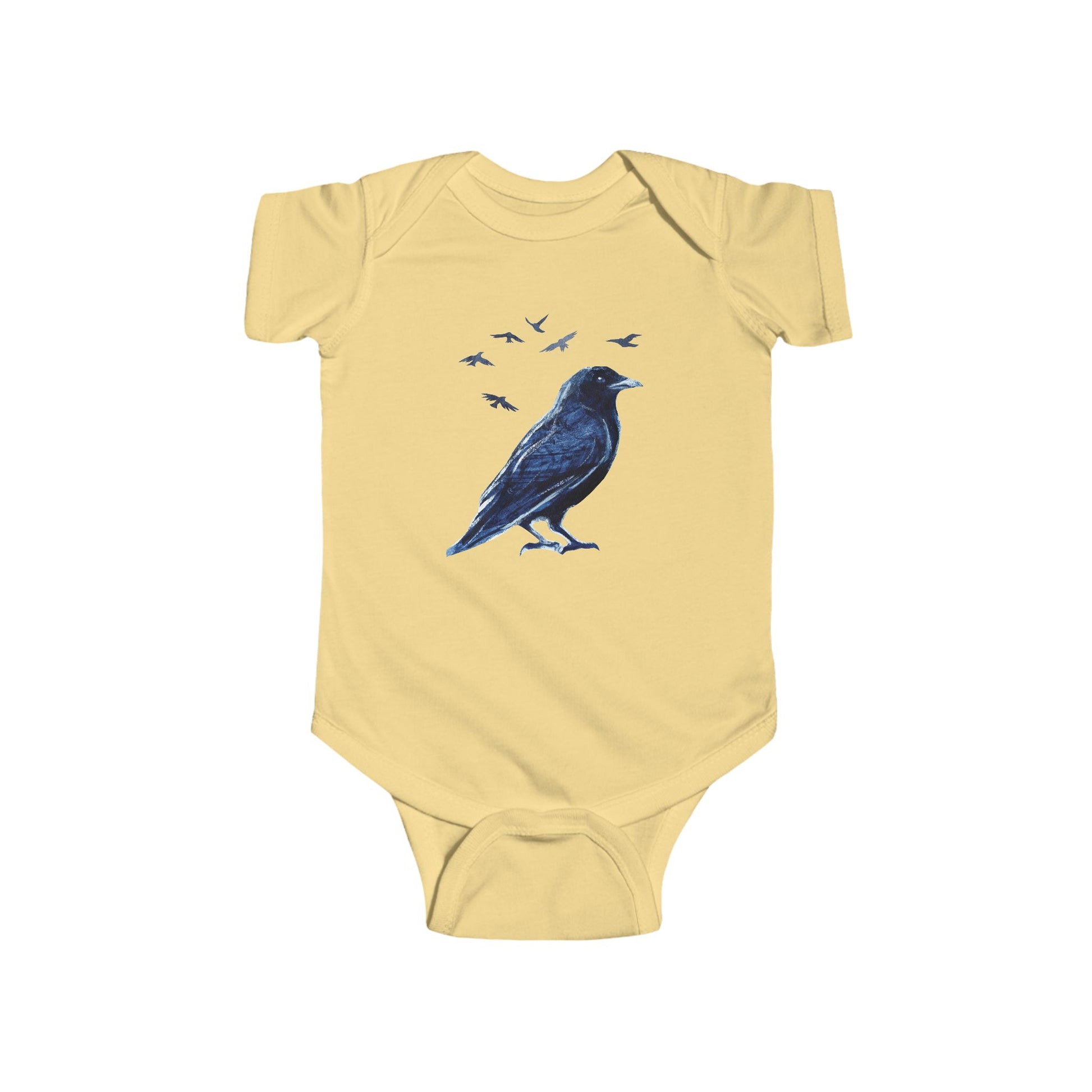 American Crow Baby Bodysuit – Nature-Inspired Cotton Onesie - Bard Owl Arts