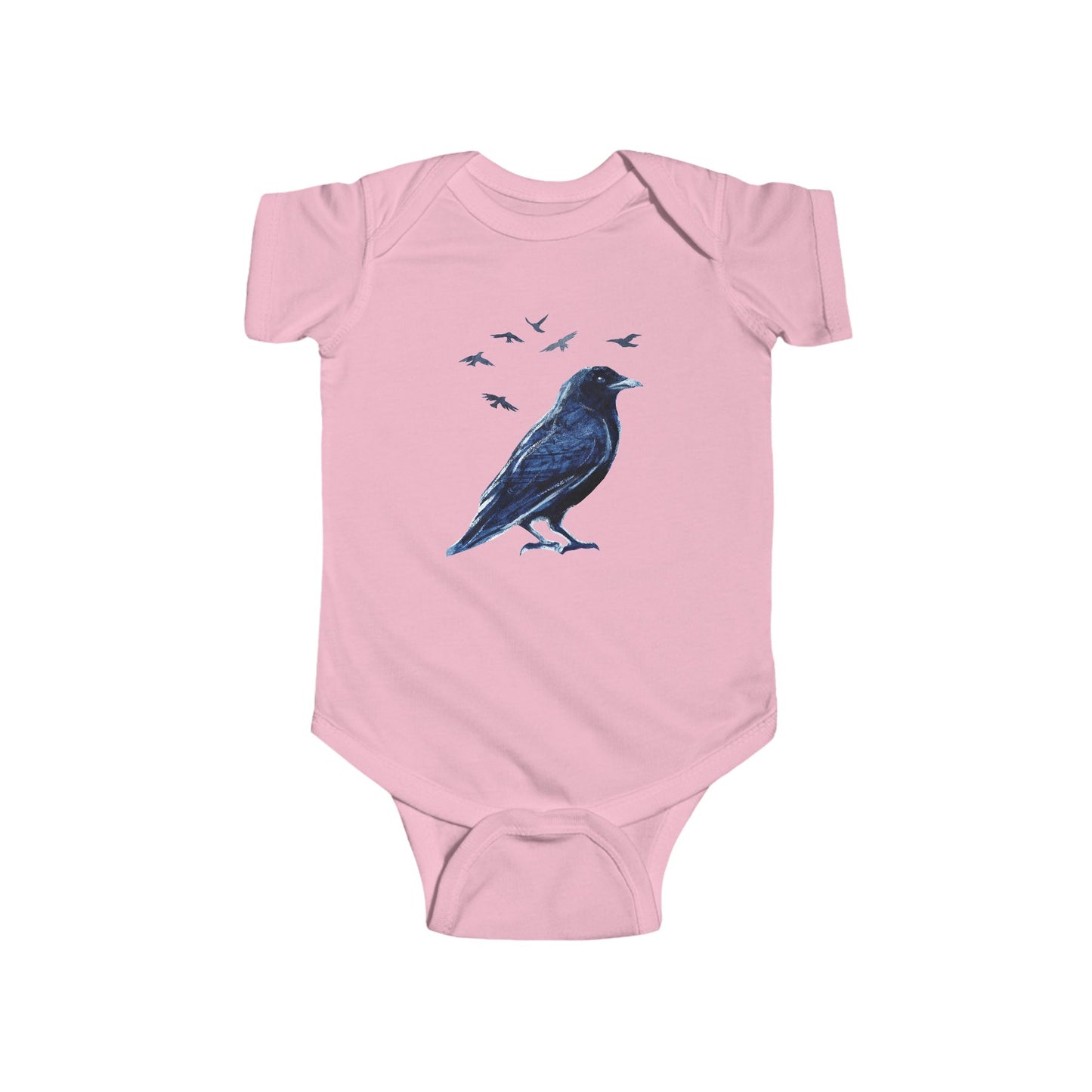 American Crow Baby Bodysuit – Nature-Inspired Cotton Onesie - Bard Owl Arts