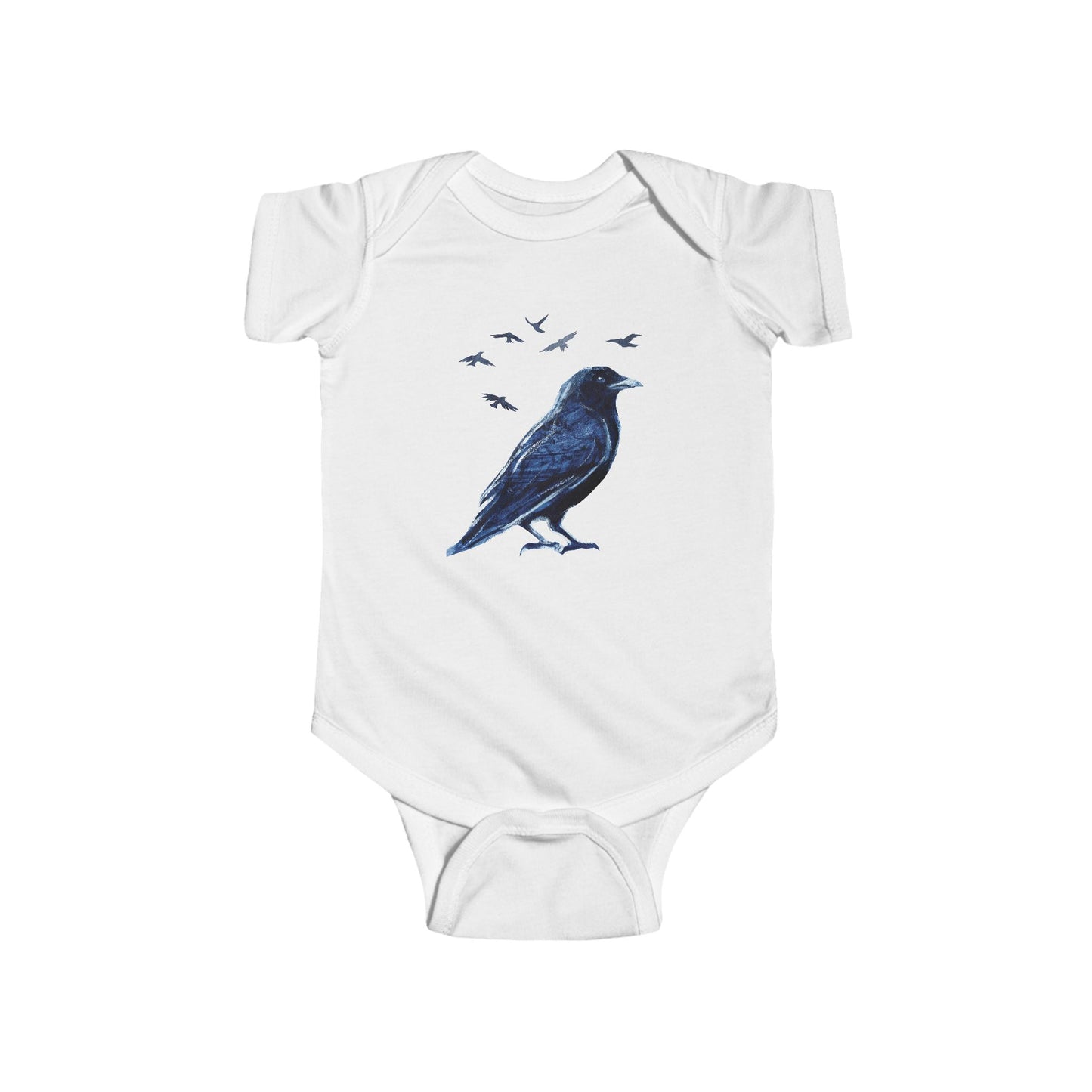 American Crow Baby Bodysuit – Nature-Inspired Cotton Onesie - Bard Owl Arts