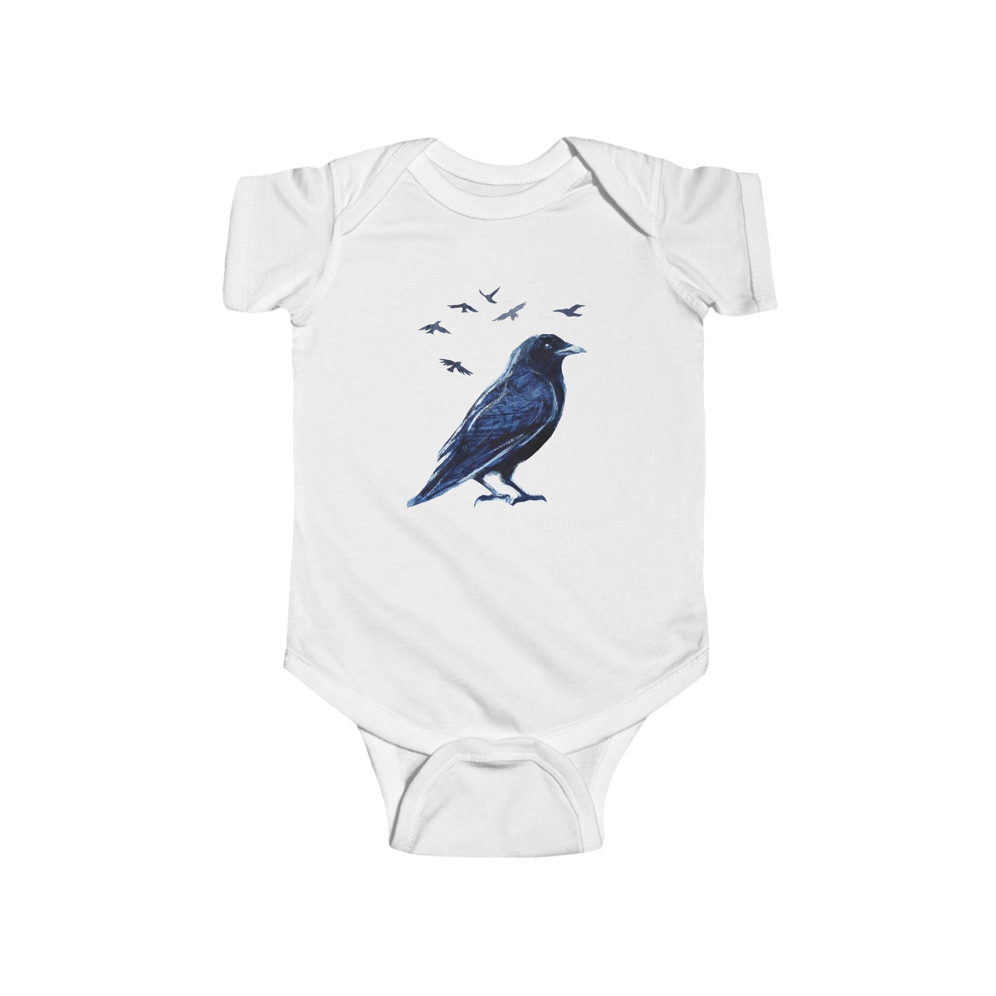 American Crow Baby Bodysuit – Nature-Inspired Cotton Onesie - Bard Owl Arts