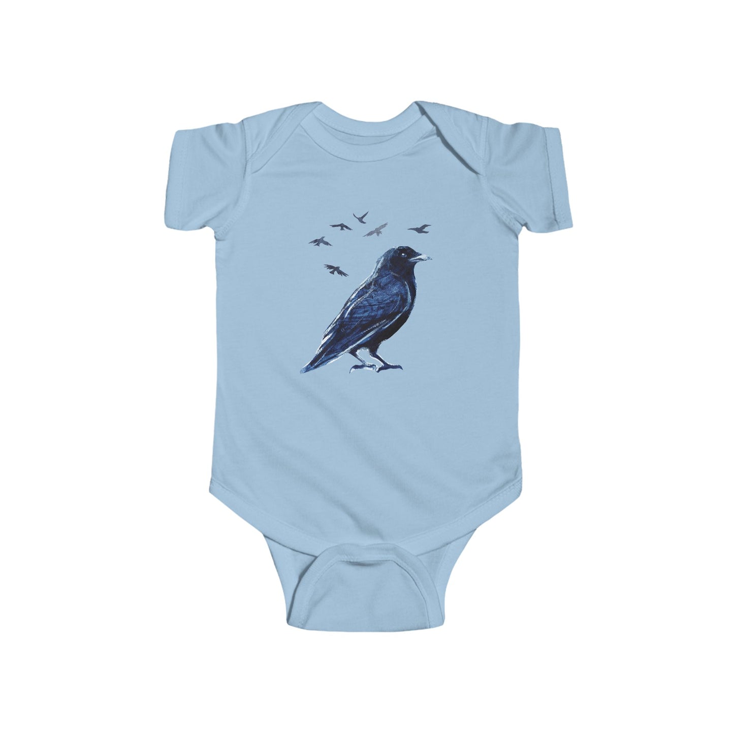 American Crow Baby Bodysuit – Nature-Inspired Cotton Onesie - Bard Owl Arts