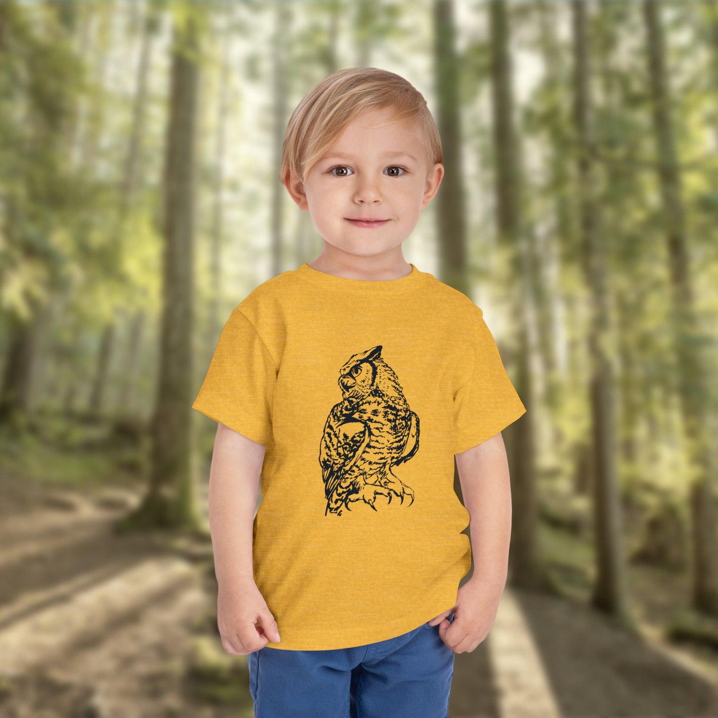 Hand-Drawn Owl Toddler Tee | Great Horned Owl Illustration