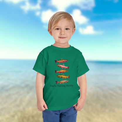 Colorful Trout Toddler Short Sleeve Tee | Fishing Theme Cotton Shirt