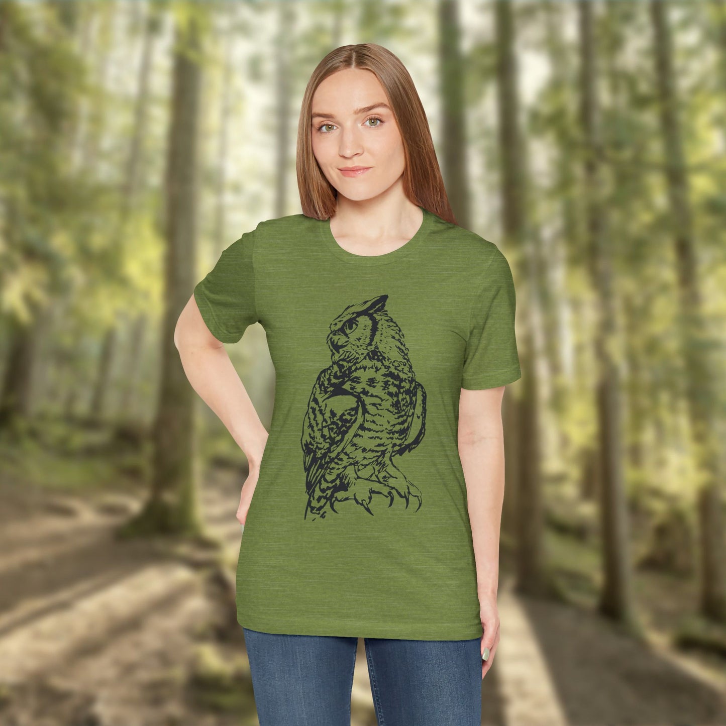 Owl Sketch Tee — Detailed Hand-Drawn Great Horned Owl T-Shirt