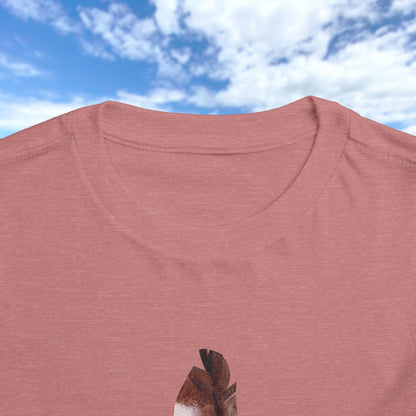 Toddler Tee with Owl Feather Design, Personalizable Text, Unisex Cotton Woodland T-Shirt